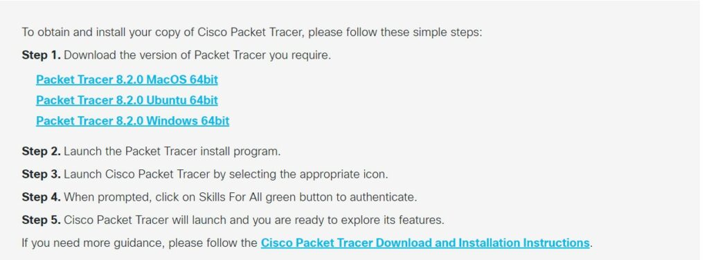 Packet Tracer Download Instructions
