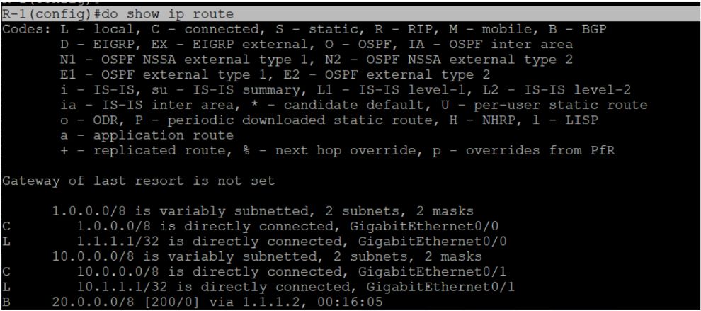 Router's Routing Table using show ip route command