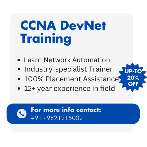 CCNA DevNet Training with a discount of up-to 20% off and various other benefits.