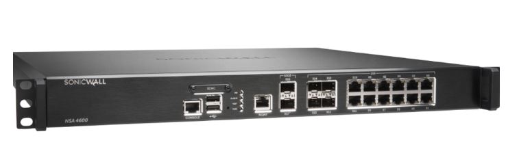 A firewall with its ports and Sonicwall written on it.
