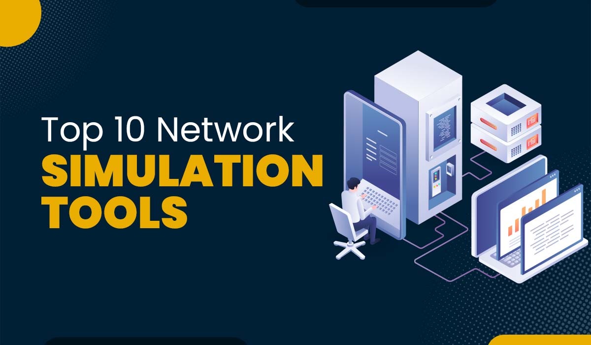 Blog Featured image showing a network simulation tool and text - Top 10 Network Simulation Tools