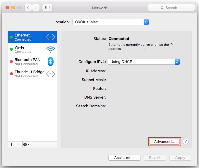 Now, select Advanced to ding find your IP Address