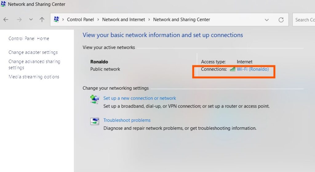 Now, select connections to find your IP Address