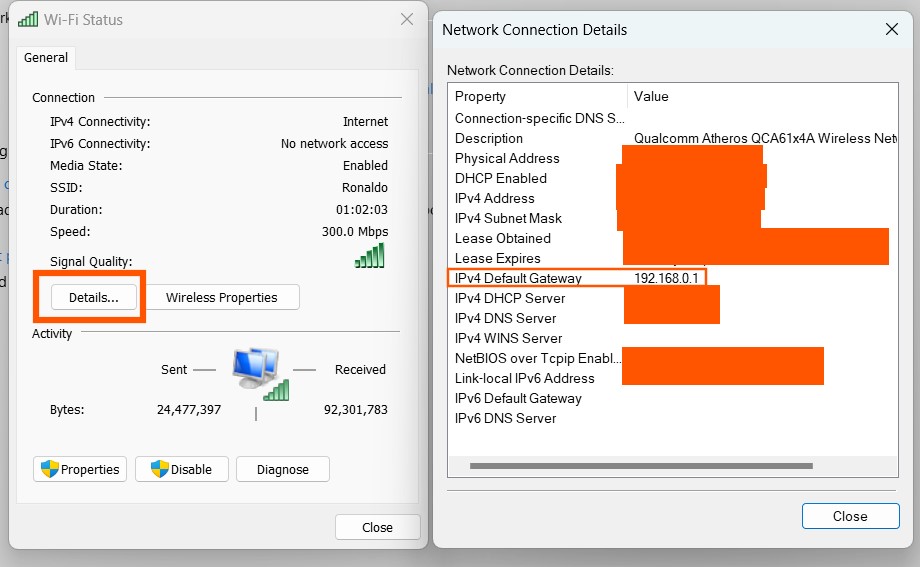 At last, select details to find your IP Address
