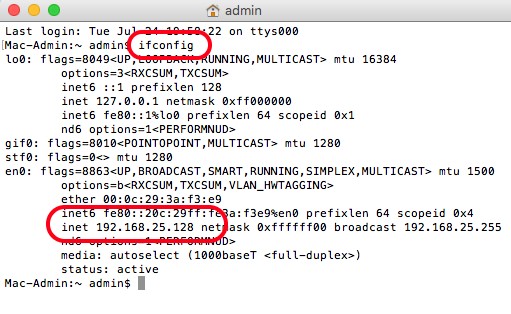 You can also type ifconfig to find your IP Address
