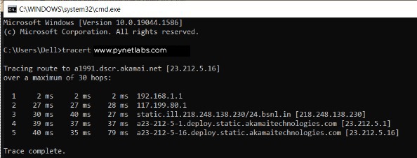 Implementation of Traceroute command