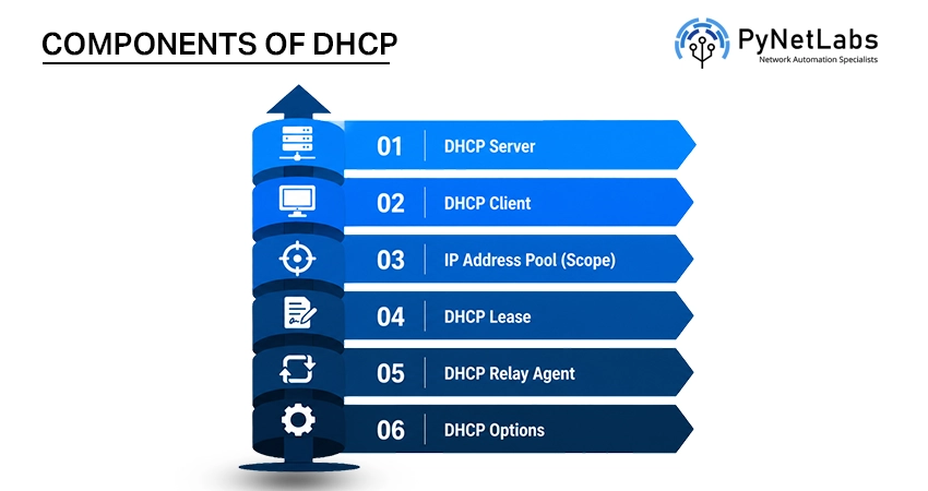 Top 45 CCNA Interview Questions and Answers for 2026 2 “What are the Components of DHCP”