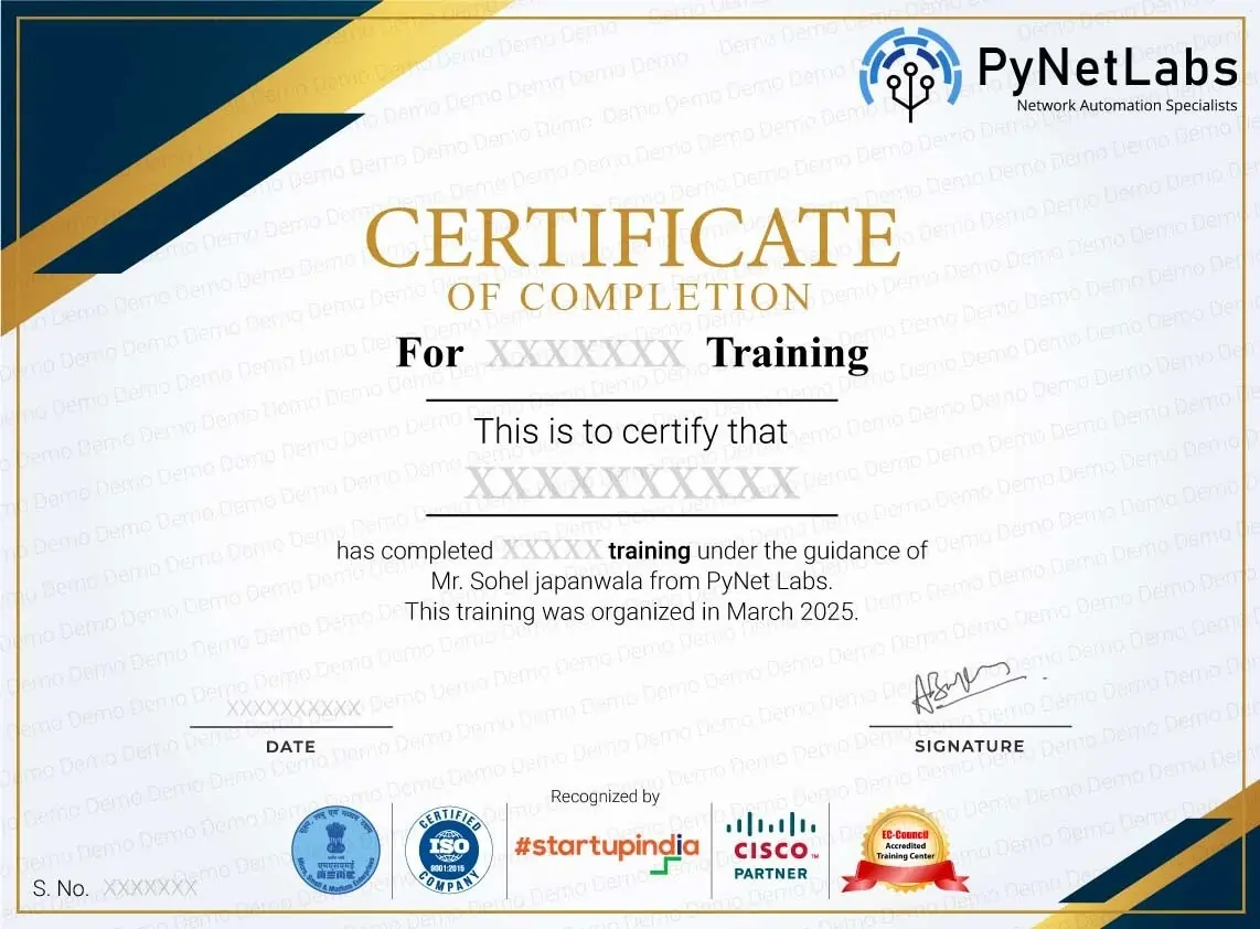 Data Analyst demo certification by PyNet Labs