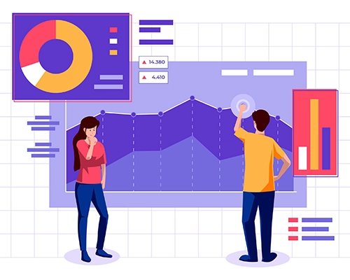 Image illustrating two people working on Data Analysis