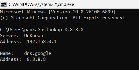 nslookup command in windows